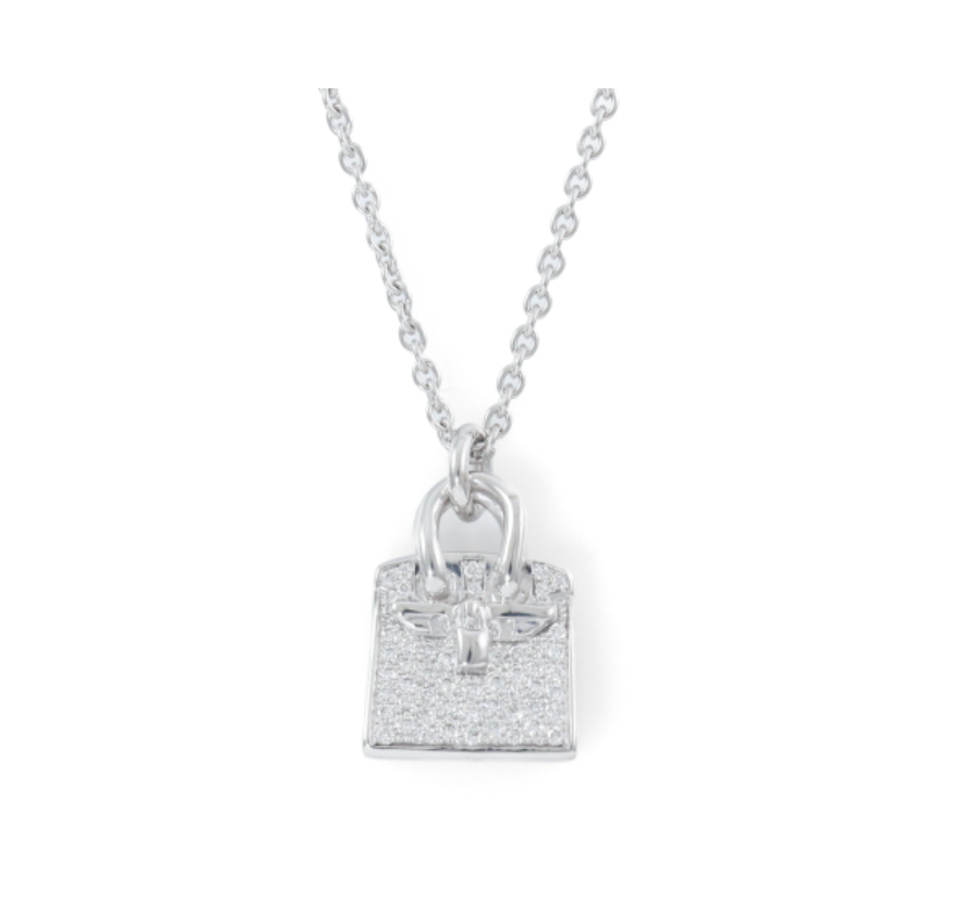 Hermès Amulettes Birkin Pendant Necklace | 18K White Gold Diamond