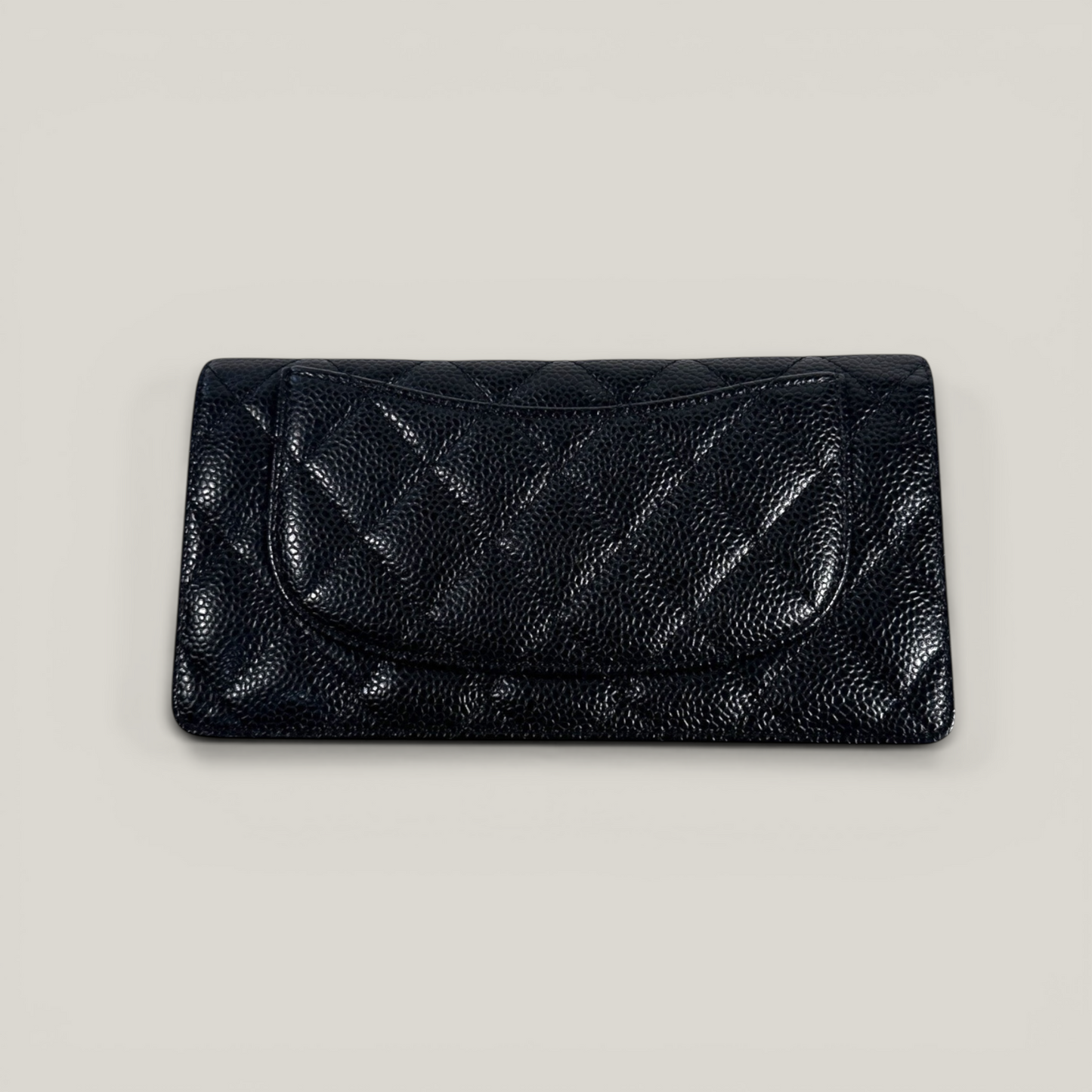 Chanel Quilted Caviar Leather L Yen Continental Wallet | Black with Gold Hardware | Like New