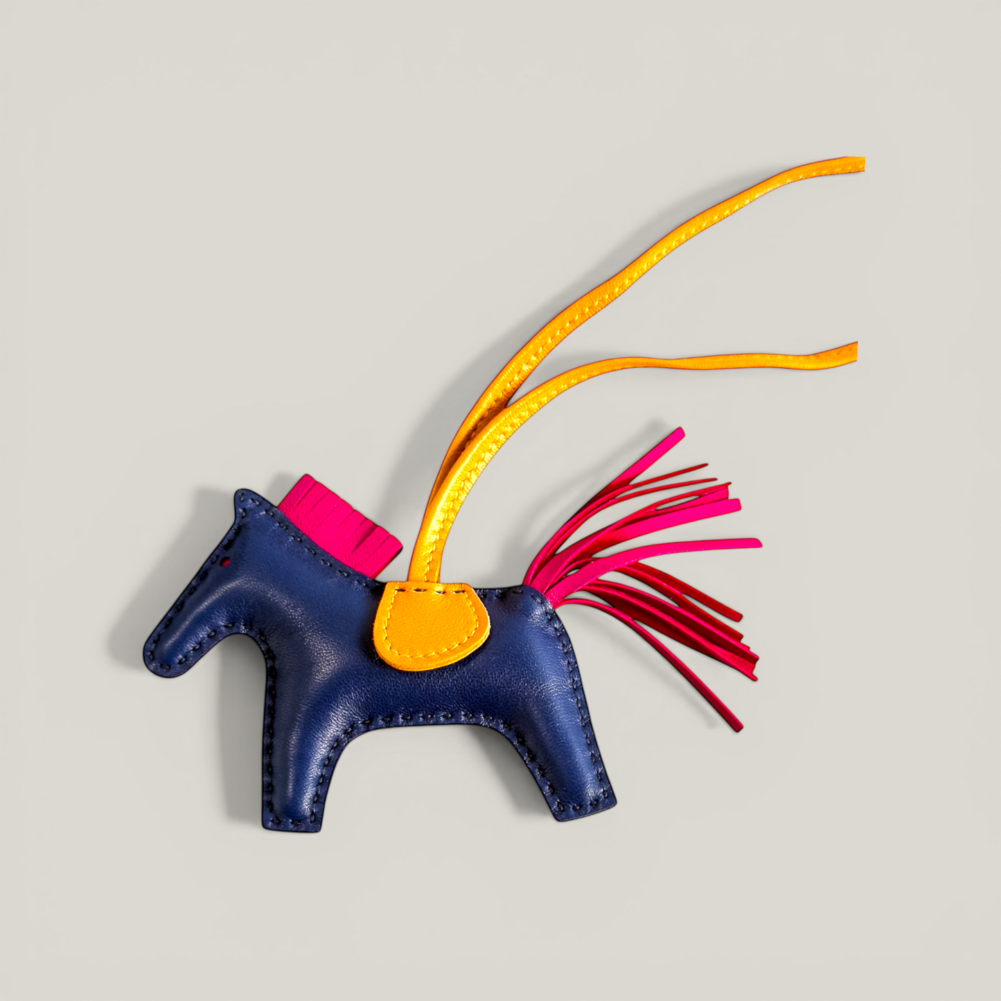 Hermès Rodeo Bag Charm PM | Tricolore – Bleu Saphir, Jaune d’Or, Rose Mexico | Brand New