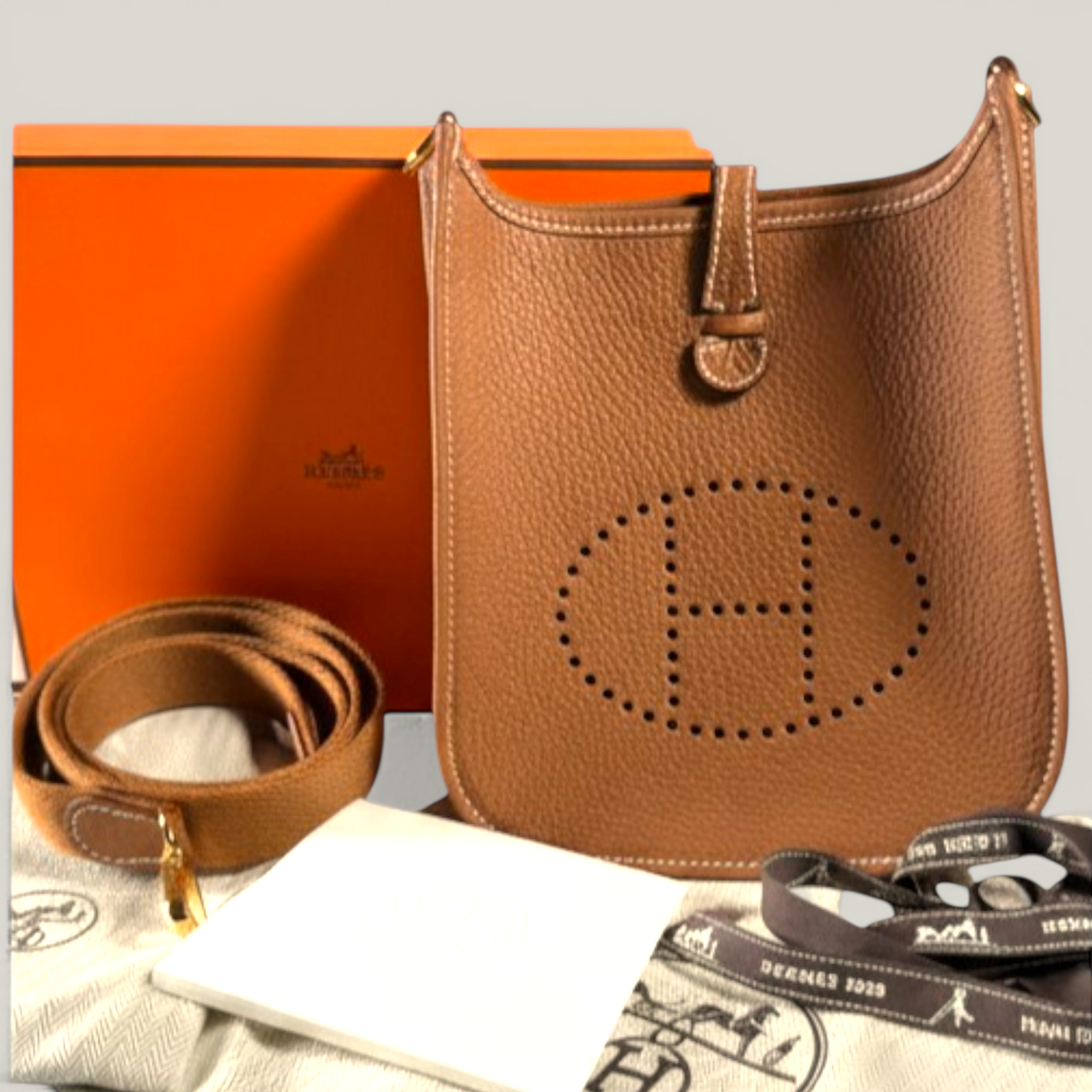Hermès Mini Evelyne TPM | Gold Clemence Leather with Gold Hardware