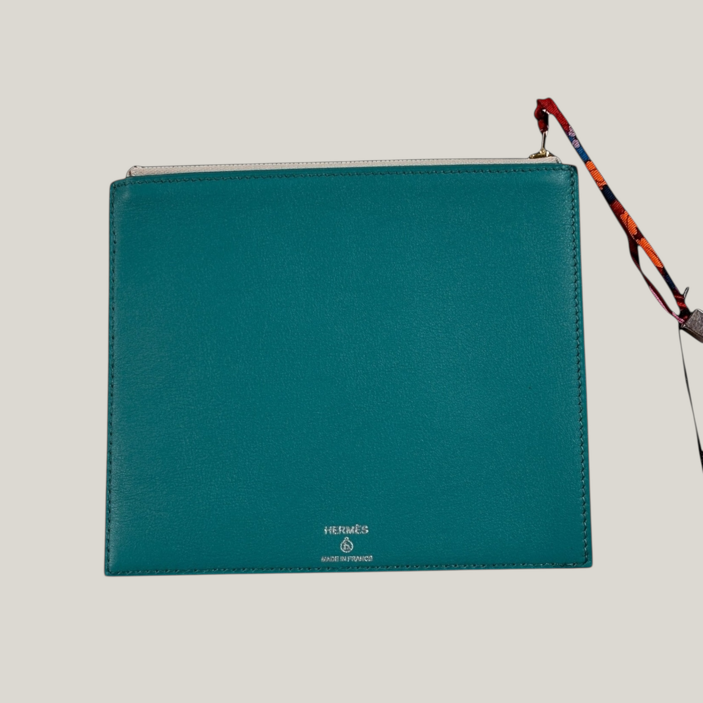 Hermès Trousse Plate Découpée Zippée MM | Veau Leather & Printed Silk Twill | Petit h | New
