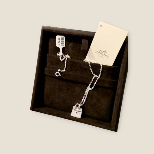 Hermès Amulettes Birkin Pendant Necklace | 18K White Gold Diamond