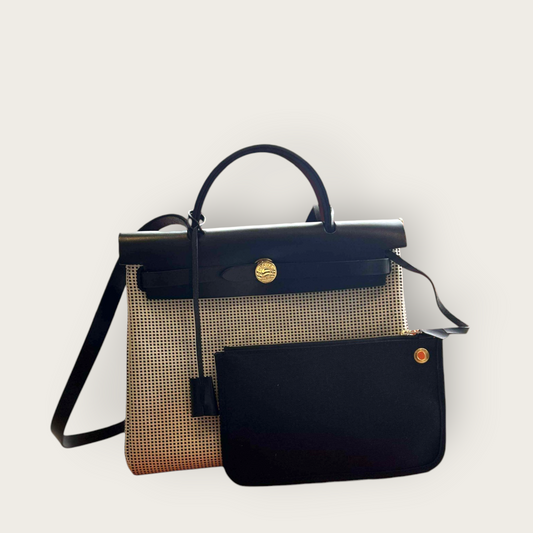 Hermès Herbag Zip 31 Toile H & Leather | Noir Écru GHW