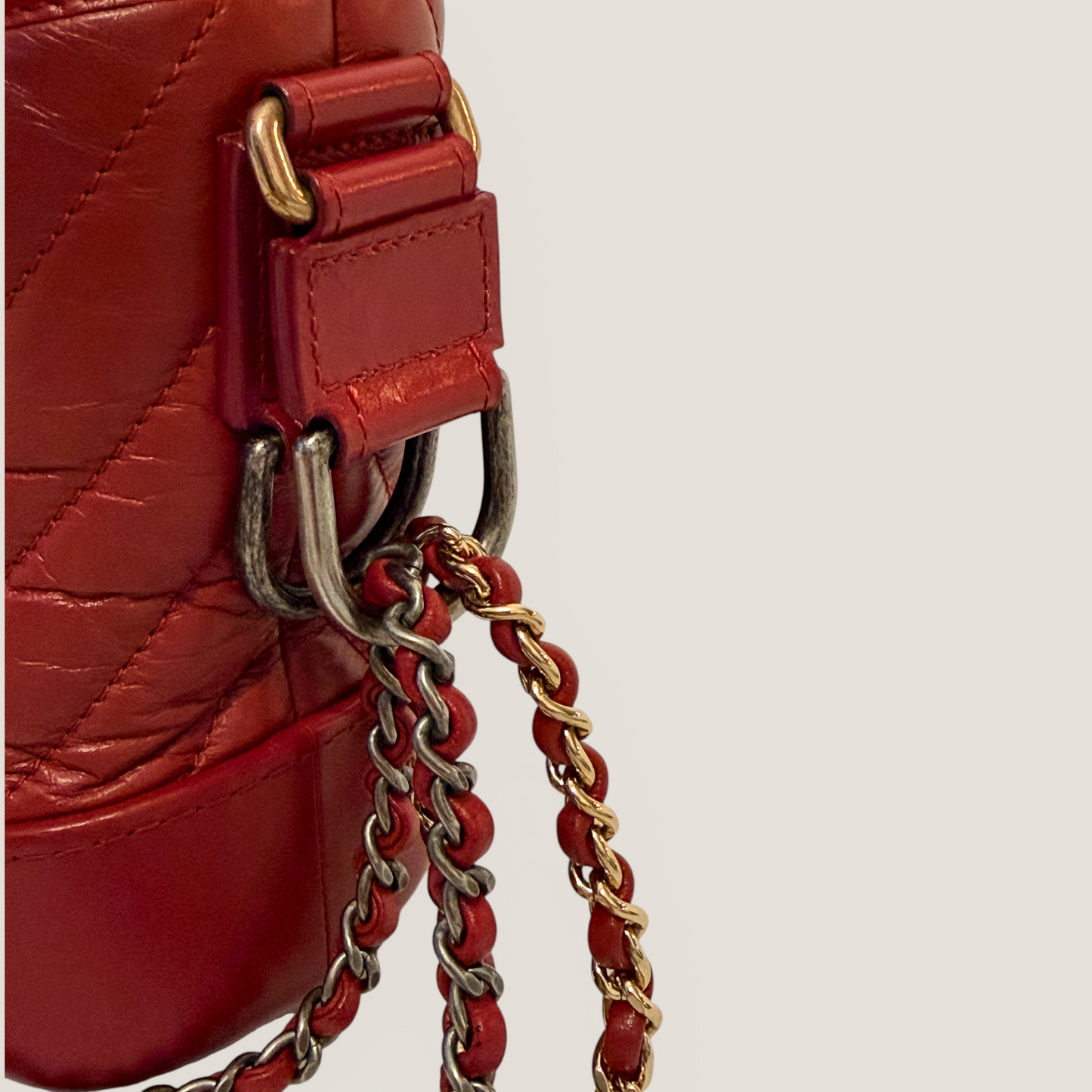 CHANEL Gabrielle Small Hobo | Red Aged Calfskin & Mixed Metal Hardware