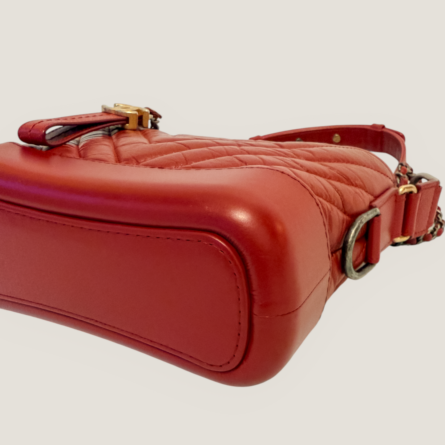 CHANEL Gabrielle Small Hobo | Red Aged Calfskin & Mixed Metal Hardware