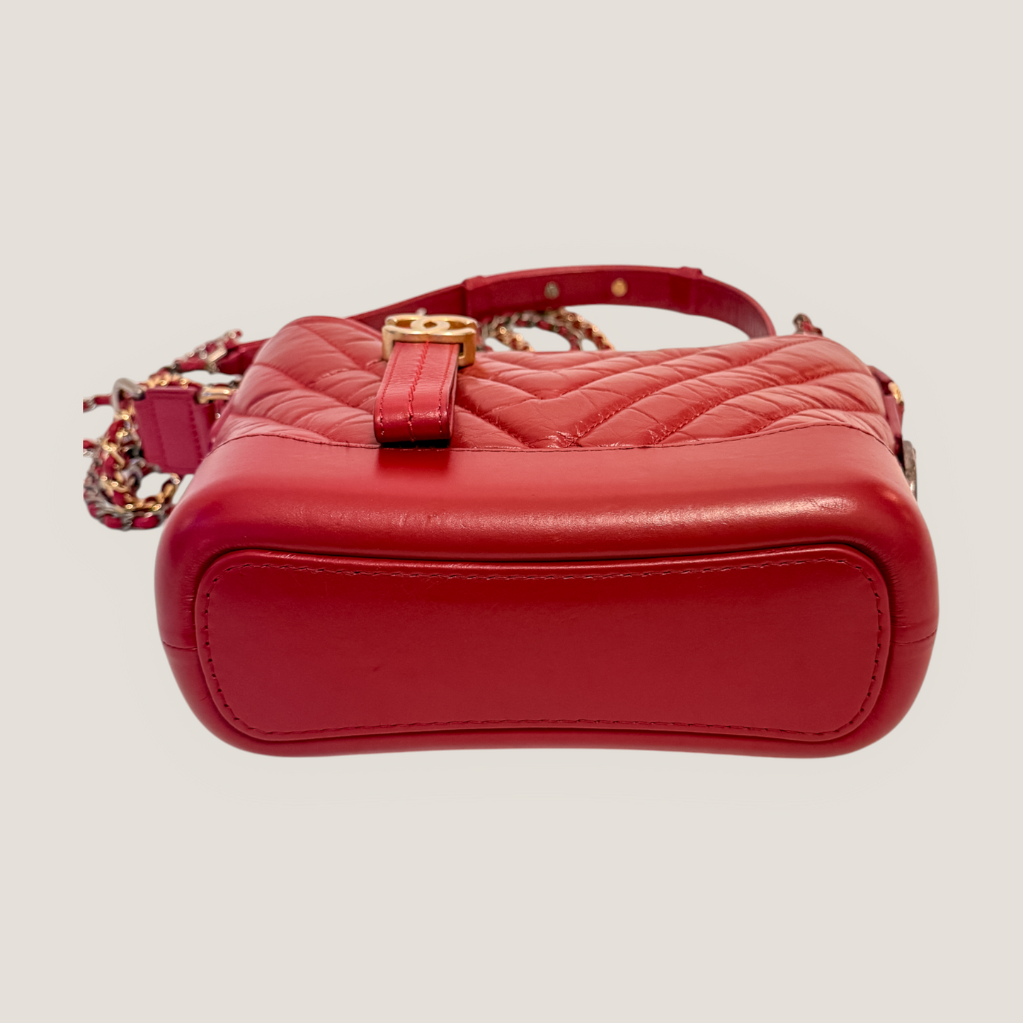 CHANEL Gabrielle Small Hobo | Red Aged Calfskin & Mixed Metal Hardware
