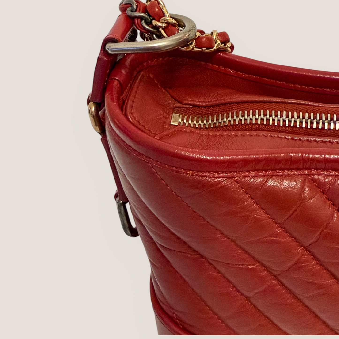 CHANEL Gabrielle Small Hobo | Red Aged Calfskin & Mixed Metal Hardware