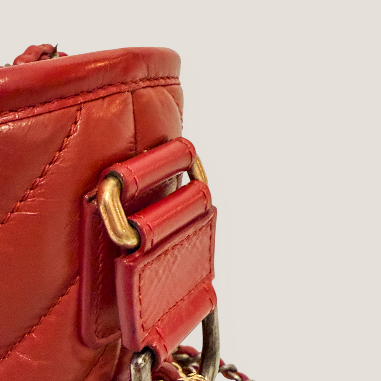 CHANEL Gabrielle Small Hobo | Red Aged Calfskin & Mixed Metal Hardware