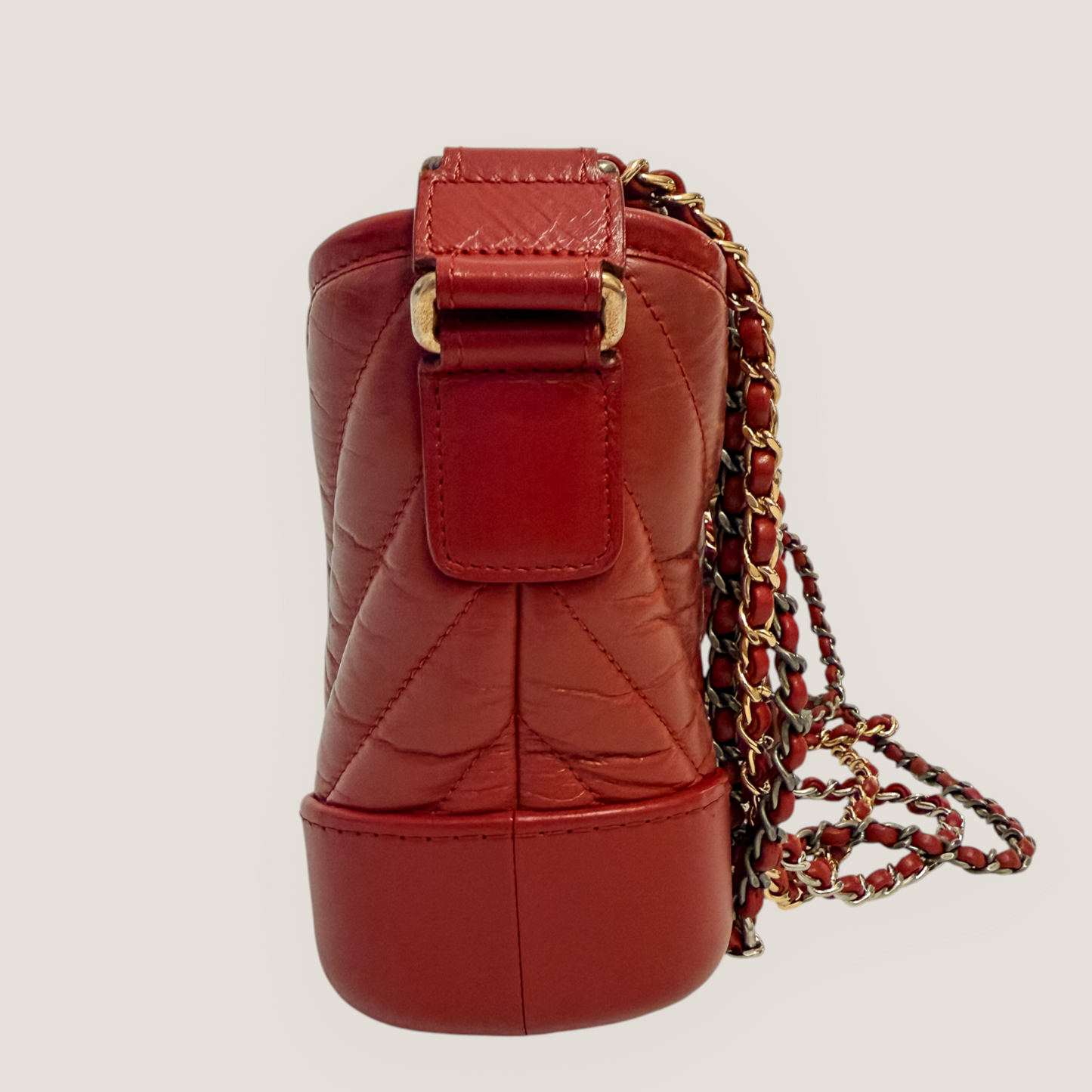 CHANEL Gabrielle Small Hobo | Red Aged Calfskin & Mixed Metal Hardware