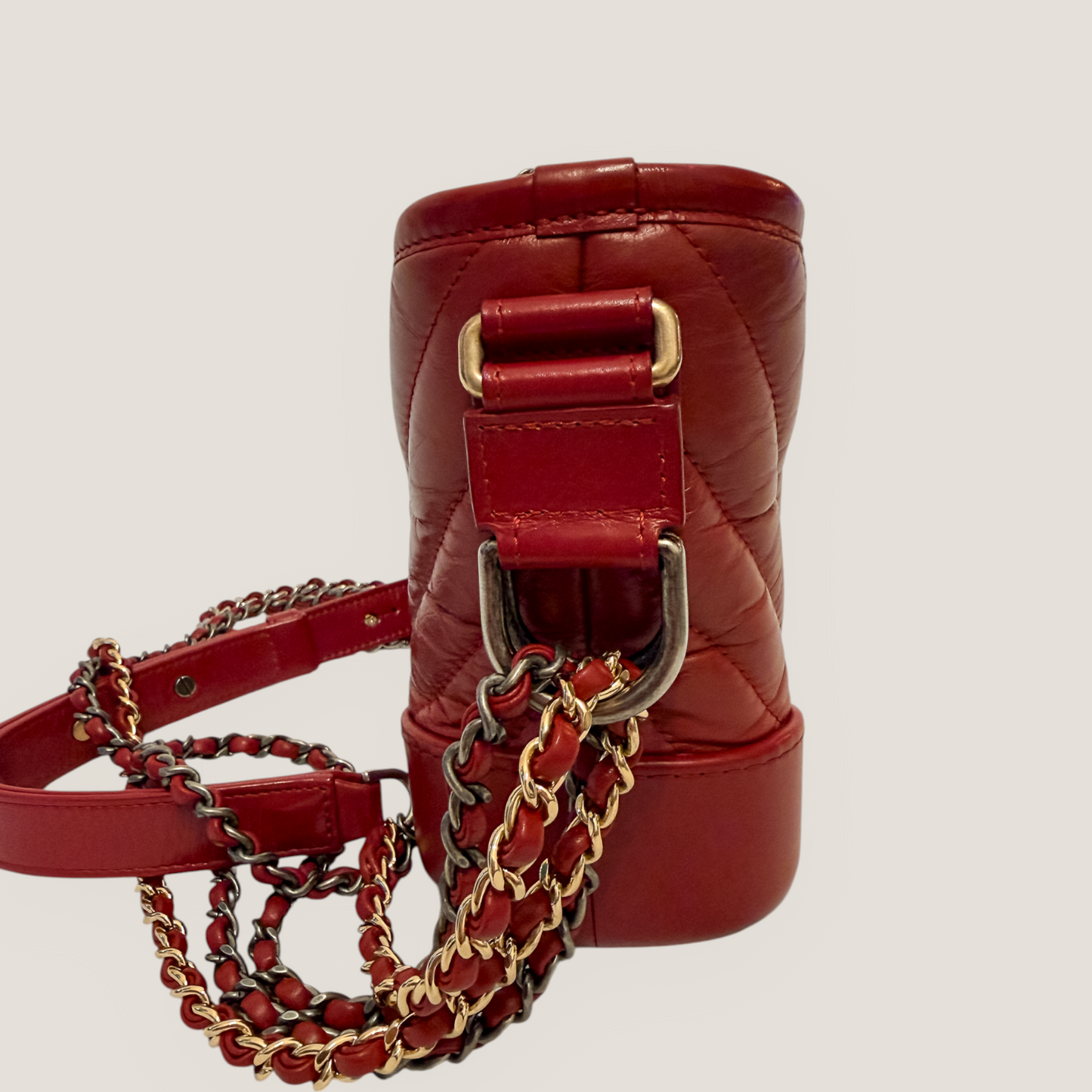 CHANEL Gabrielle Small Hobo | Red Aged Calfskin & Mixed Metal Hardware