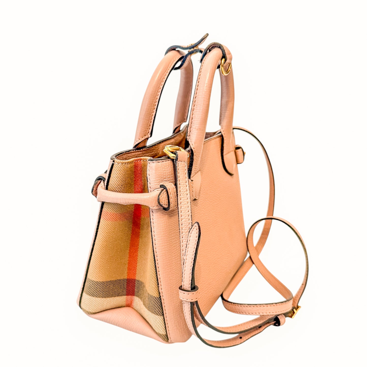 Burberry Banner Nova Check Small Tote | Blush Leather