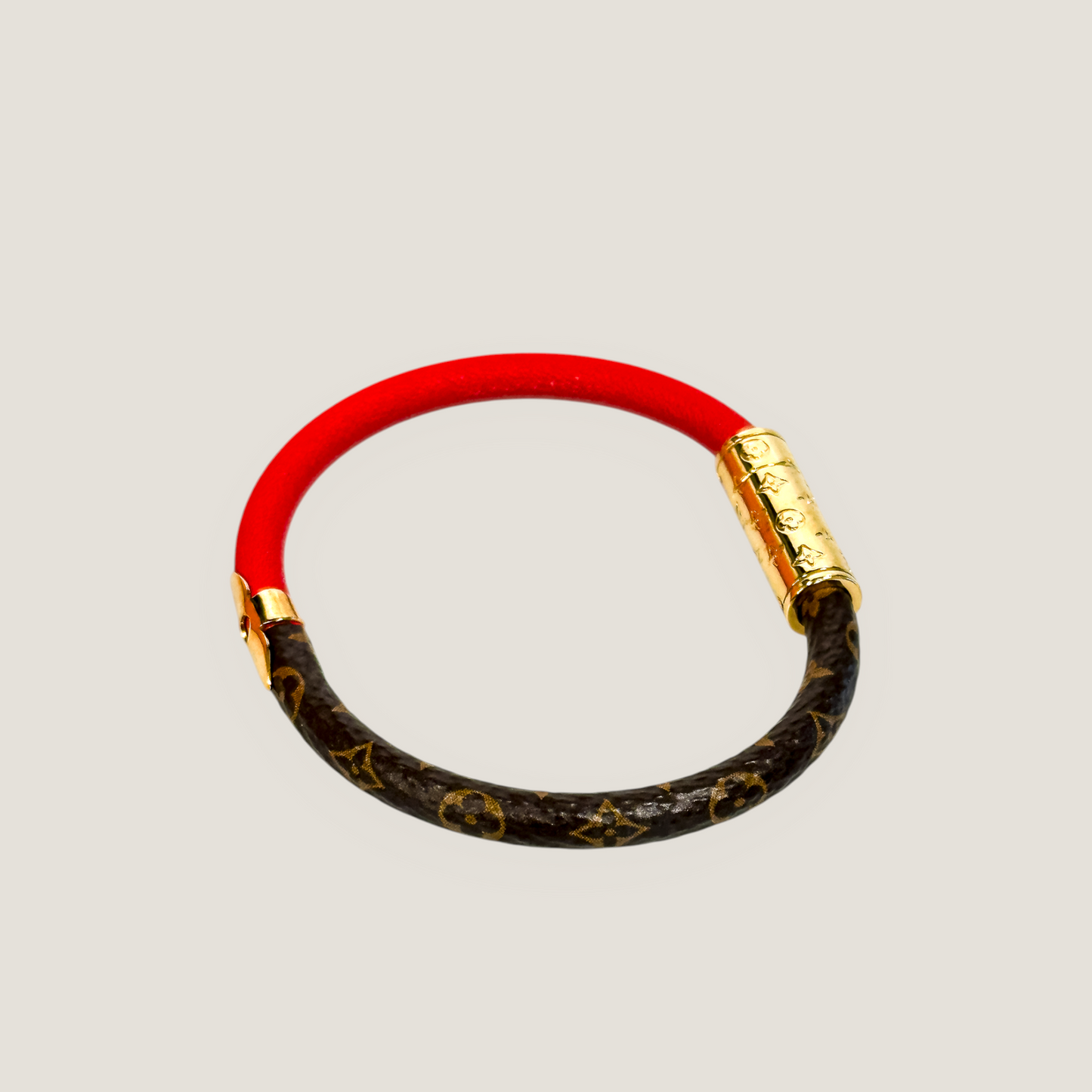 Louis Vuitton Daily Confidential Bracelet | Monogram Canvas & Red Patent Leather | Like New