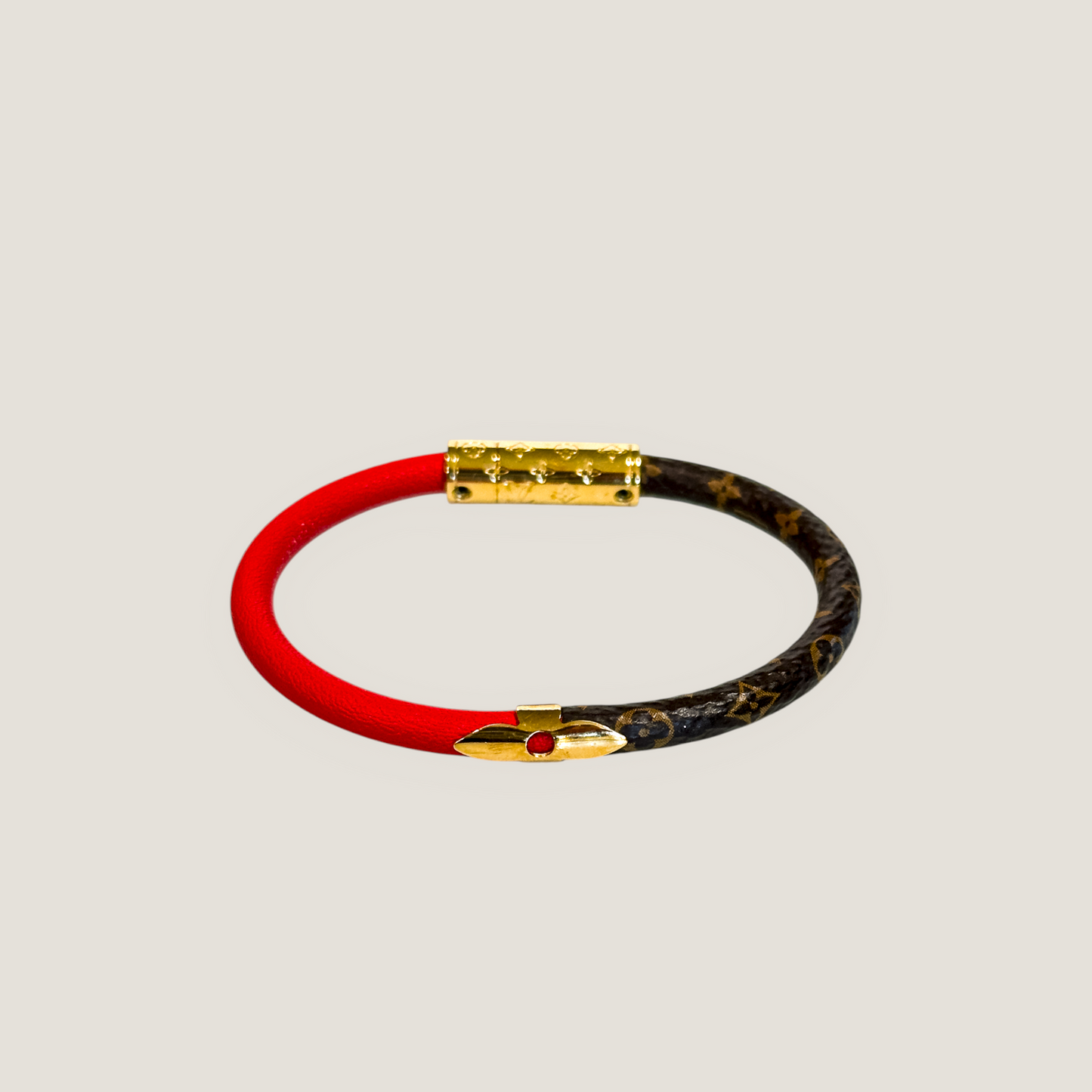 Louis Vuitton Daily Confidential Bracelet | Monogram Canvas & Red Patent Leather | Like New