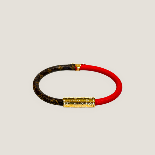 Louis Vuitton Daily Confidential Bracelet | Monogram Canvas & Red Patent Leather | Like New