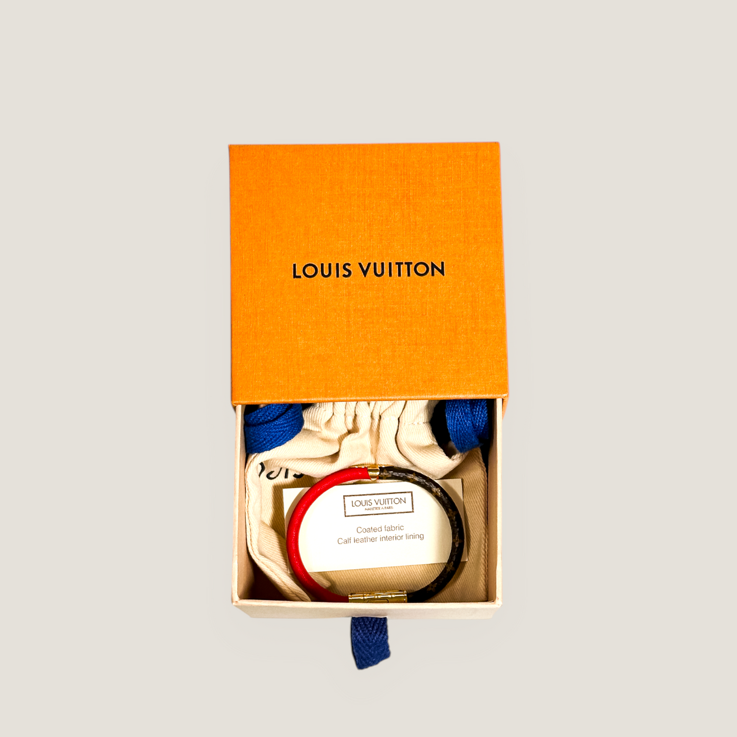 Louis Vuitton Daily Confidential Bracelet | Monogram Canvas & Red Patent Leather | Like New
