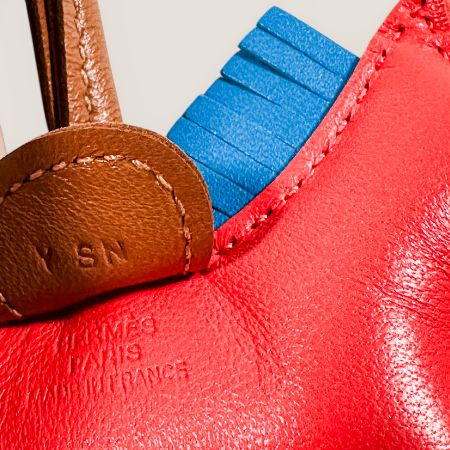 Hermès Rodeo Horse Bag Charm PM | Milo Lambskin Rose Texas / Bleu Zanzibar