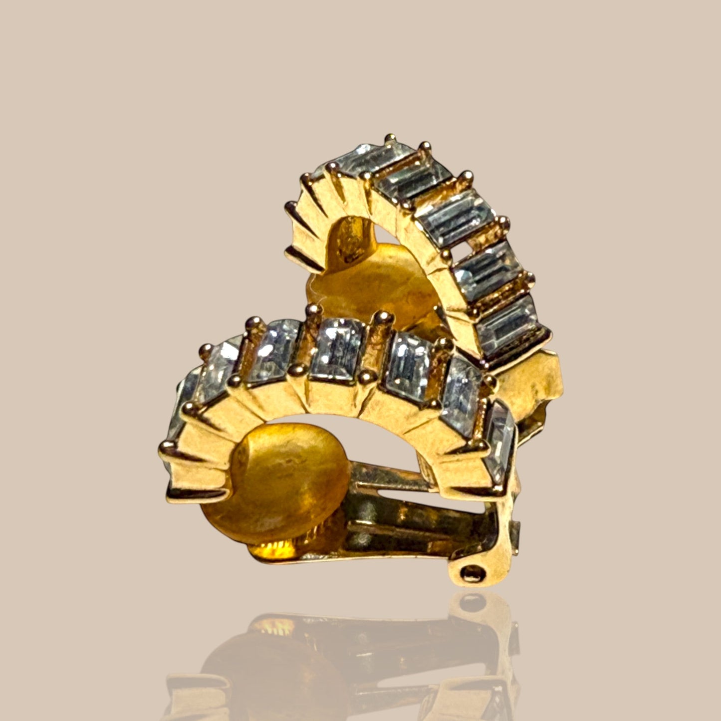 Christian Dior Vintage Baguette Rhinestone Clip Earrings | Signed Germany