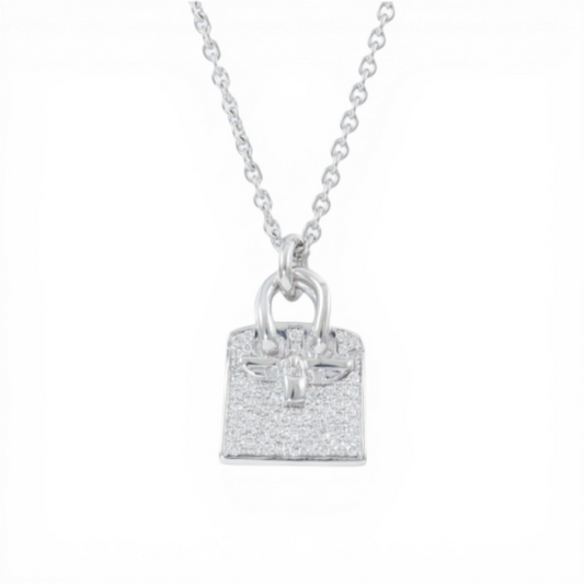 Hermès Amulettes Birkin Pendant Necklace | 18K White Gold Diamond