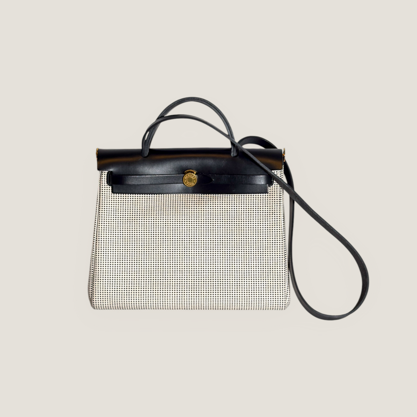 Hermès Herbag Zip 31 Toile H & Leather | Noir Écru GHW