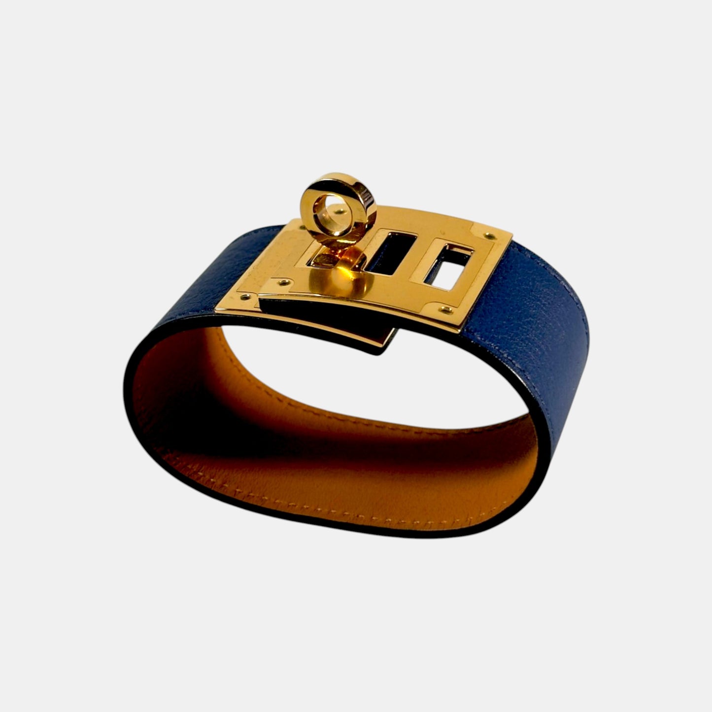 HERMÈS Kelly Dog Bracelet | Blue Swift Leather Gold Hardware