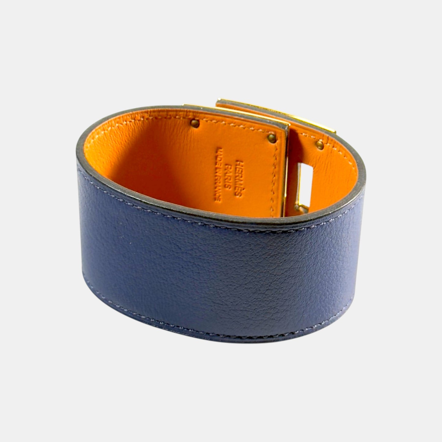 HERMÈS Kelly Dog Bracelet | Blue Swift Leather Gold Hardware