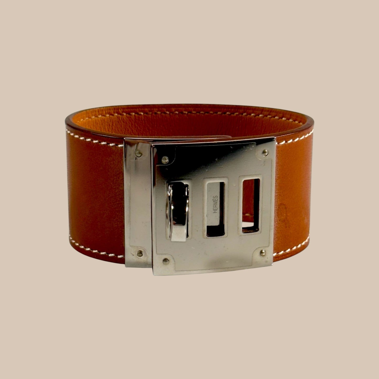 HERMÈS Kelly Dog Bracelet | Gold Swift Leather Palladium Hardware