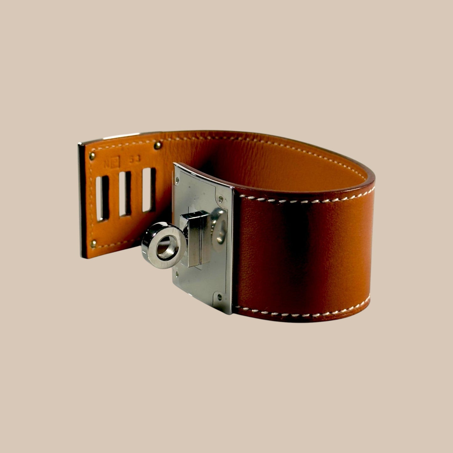 HERMÈS Kelly Dog Bracelet | Gold Swift Leather Palladium Hardware