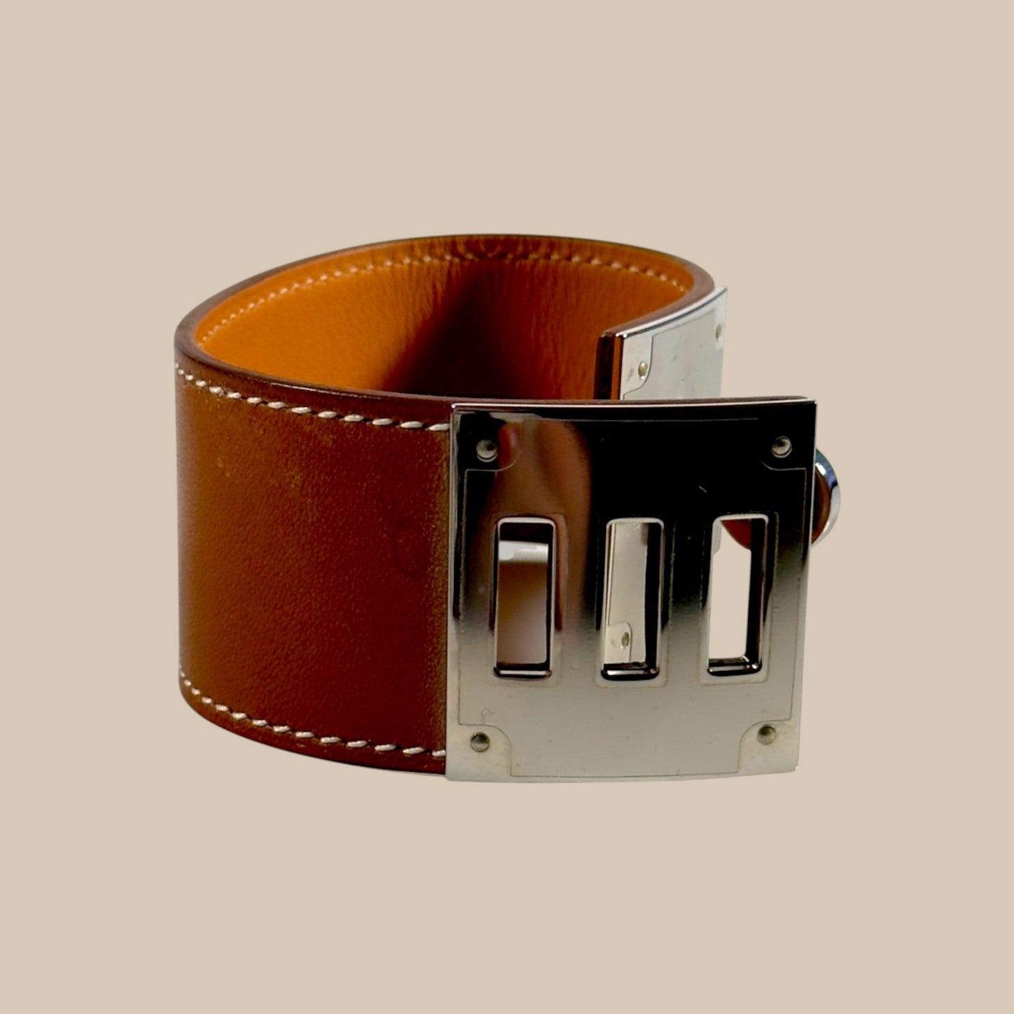 HERMÈS Kelly Dog Bracelet | Gold Swift Leather Palladium Hardware