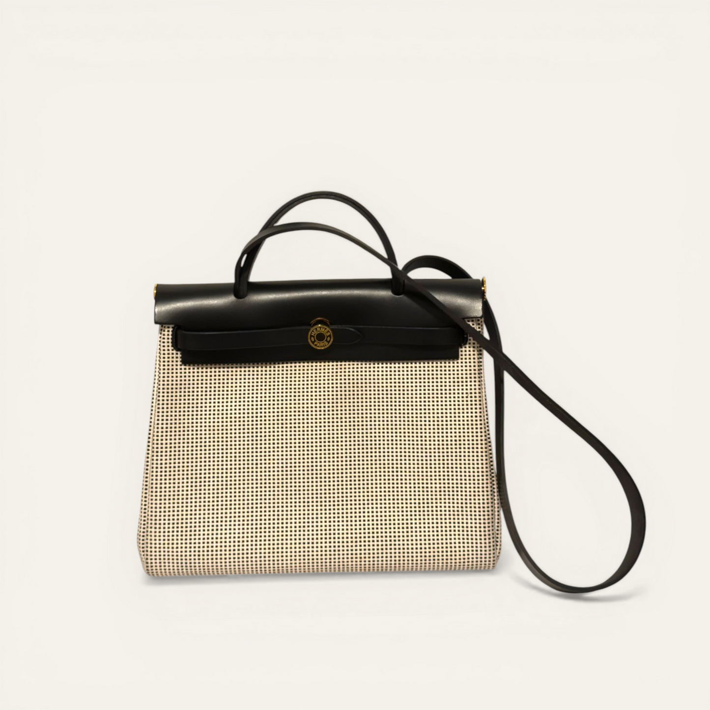 Hermès Herbag Zip 31 Toile H & Leather | Noir Écru GHW