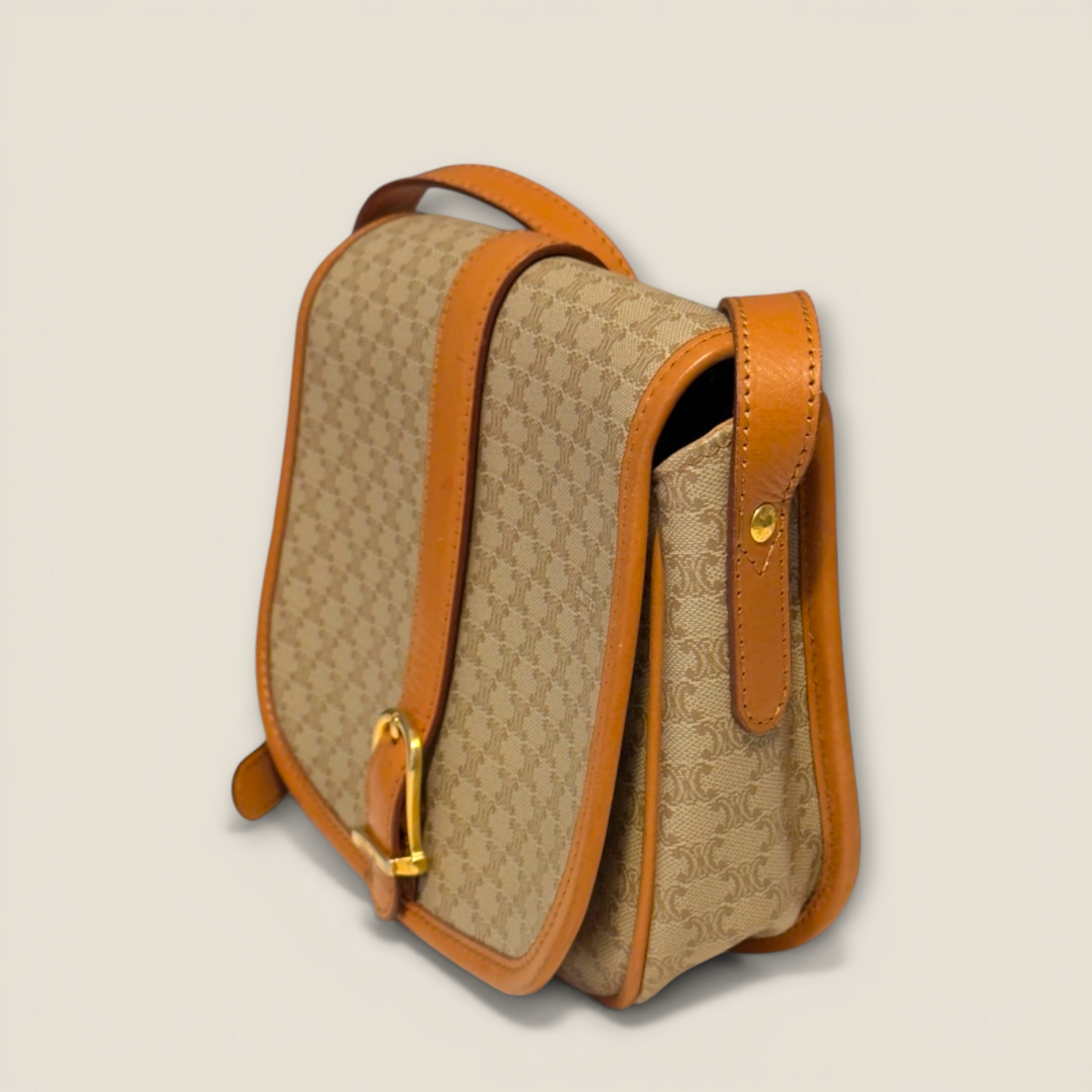 Celine Macadam Crossbody Bag | Vintage Classic | Tan Leather Trim | Very Good Condition