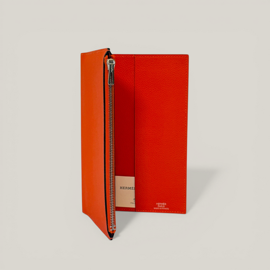 Hermès Eazip Pouch & Notebook Cover | Evercolor Calfskin in Hermès Orange | Brand New
