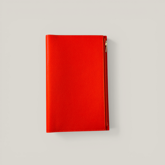 Hermès Eazip Pouch & Notebook Cover | Evercolor Calfskin in Hermès Orange | Brand New