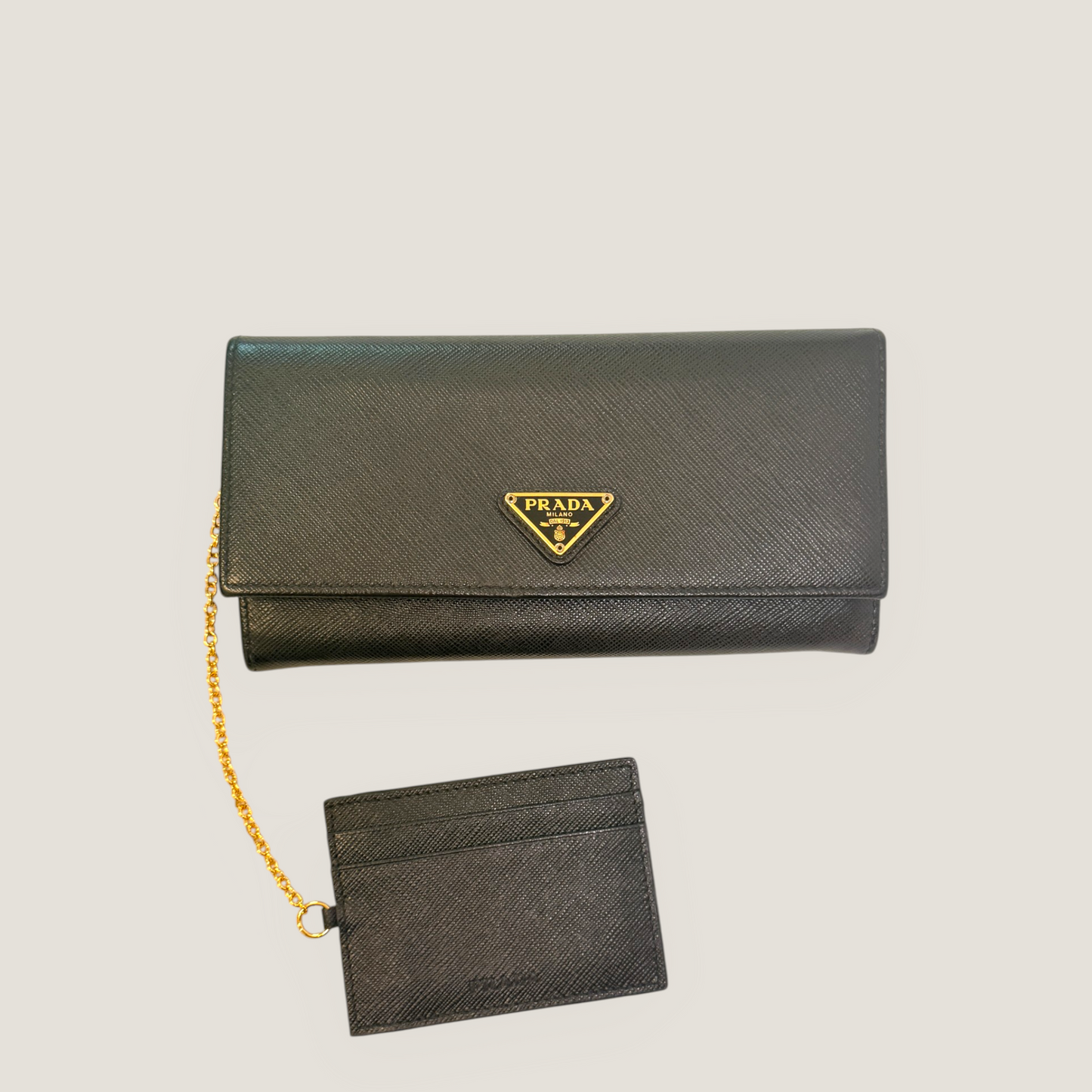 Prada Continental Wallet | Black Saffiano Leather | Brand New