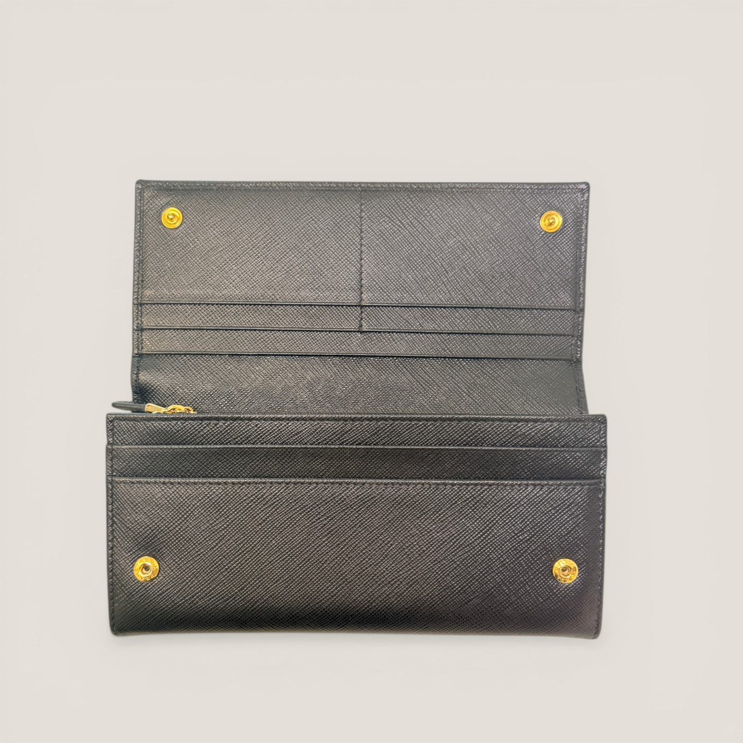 Prada Continental Wallet | Black Saffiano Leather | Brand New