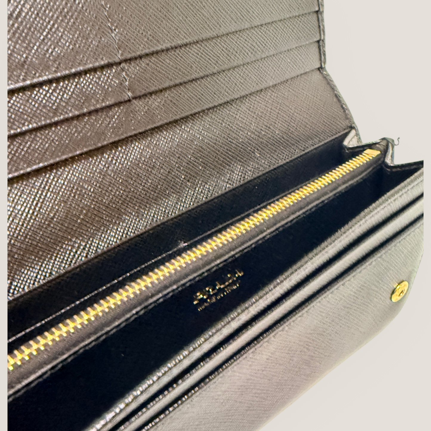 Prada Continental Wallet | Black Saffiano Leather | Brand New