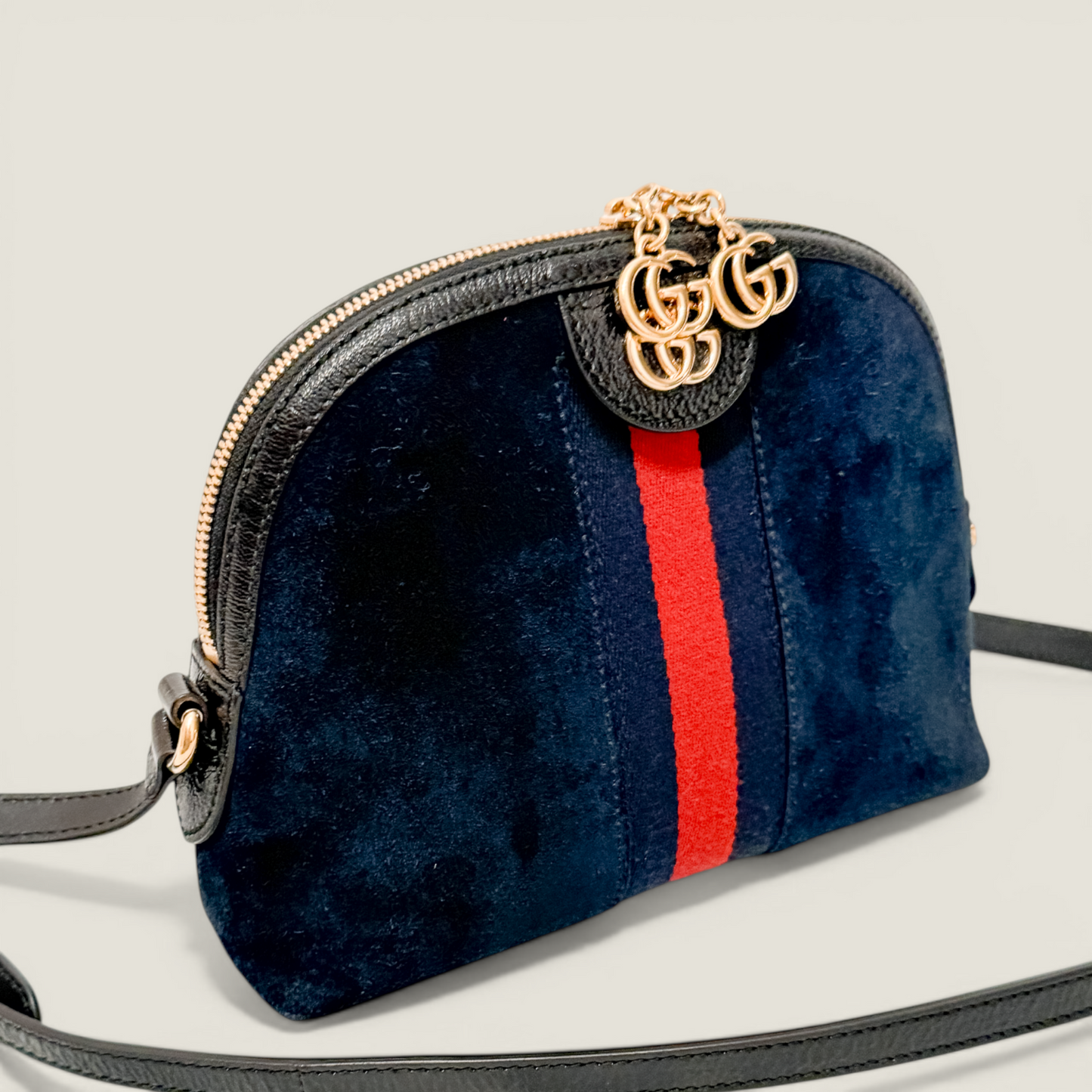 Gucci Ophidia Dome Small Crossbody Bag | Navy Suede