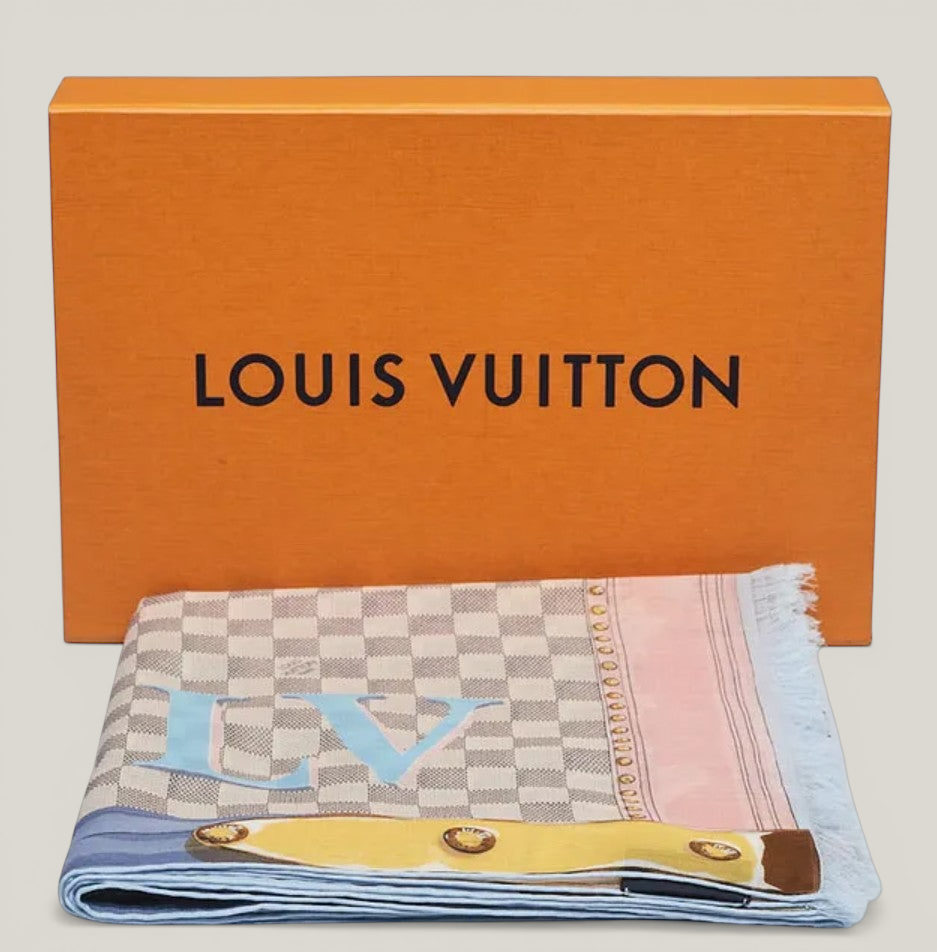 Louis Vuitton Damier Trunks Square Scarf | Limited Edition