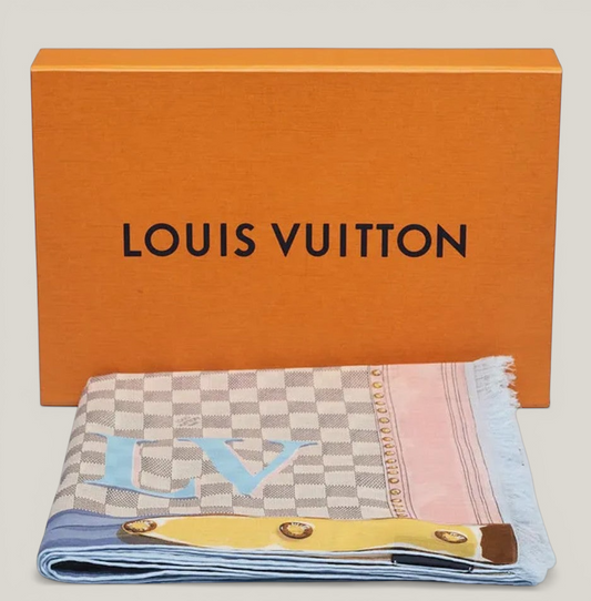 Louis Vuitton Damier Trunks Square Scarf | Limited Edition