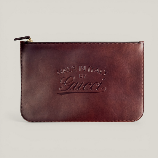 Gucci Brown Leather Clutch Pouch | Classic Edition | New