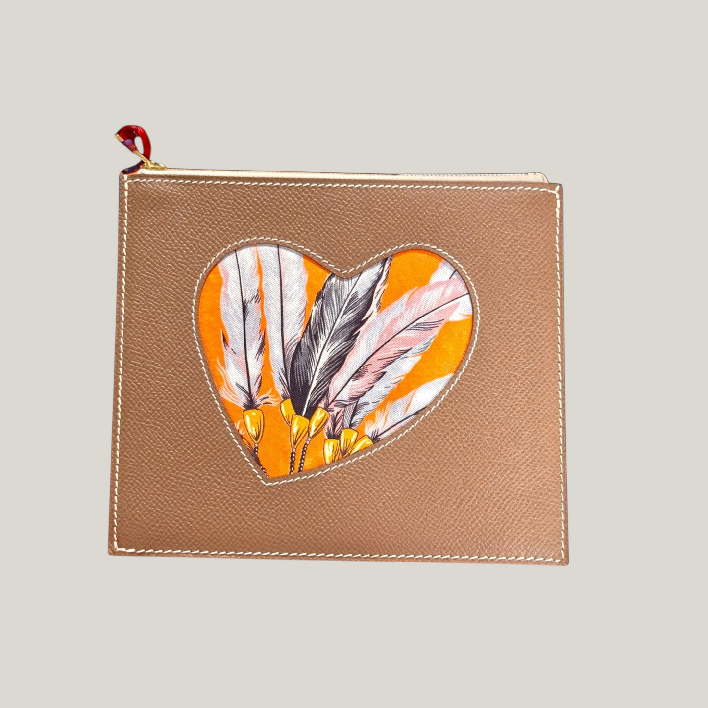 Hermès Trousse Plate Découpée Zippée MM | Veau Leather & Printed Silk Twill | Petit h | New