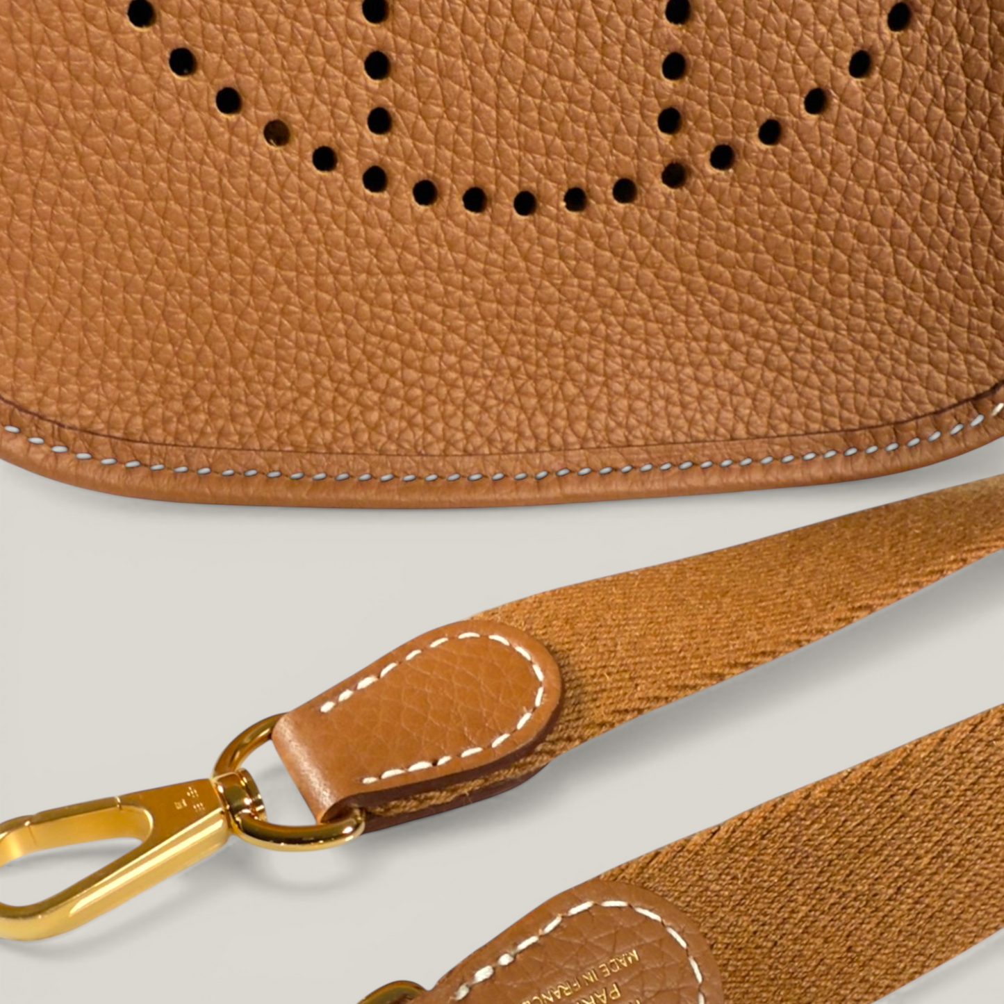 Hermès Mini Evelyne TPM | Gold Clemence Leather with Gold Hardware