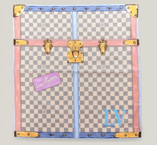 Louis Vuitton Damier Trunks Square Scarf | Limited Edition
