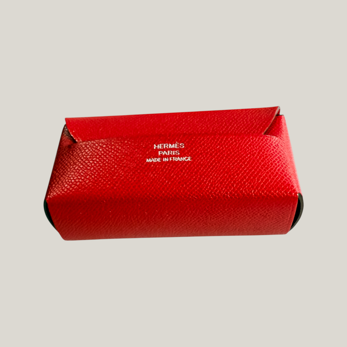 Hermès Lipstick Case in Rouge Casaque Epsom Leather with Mirror Insert | New