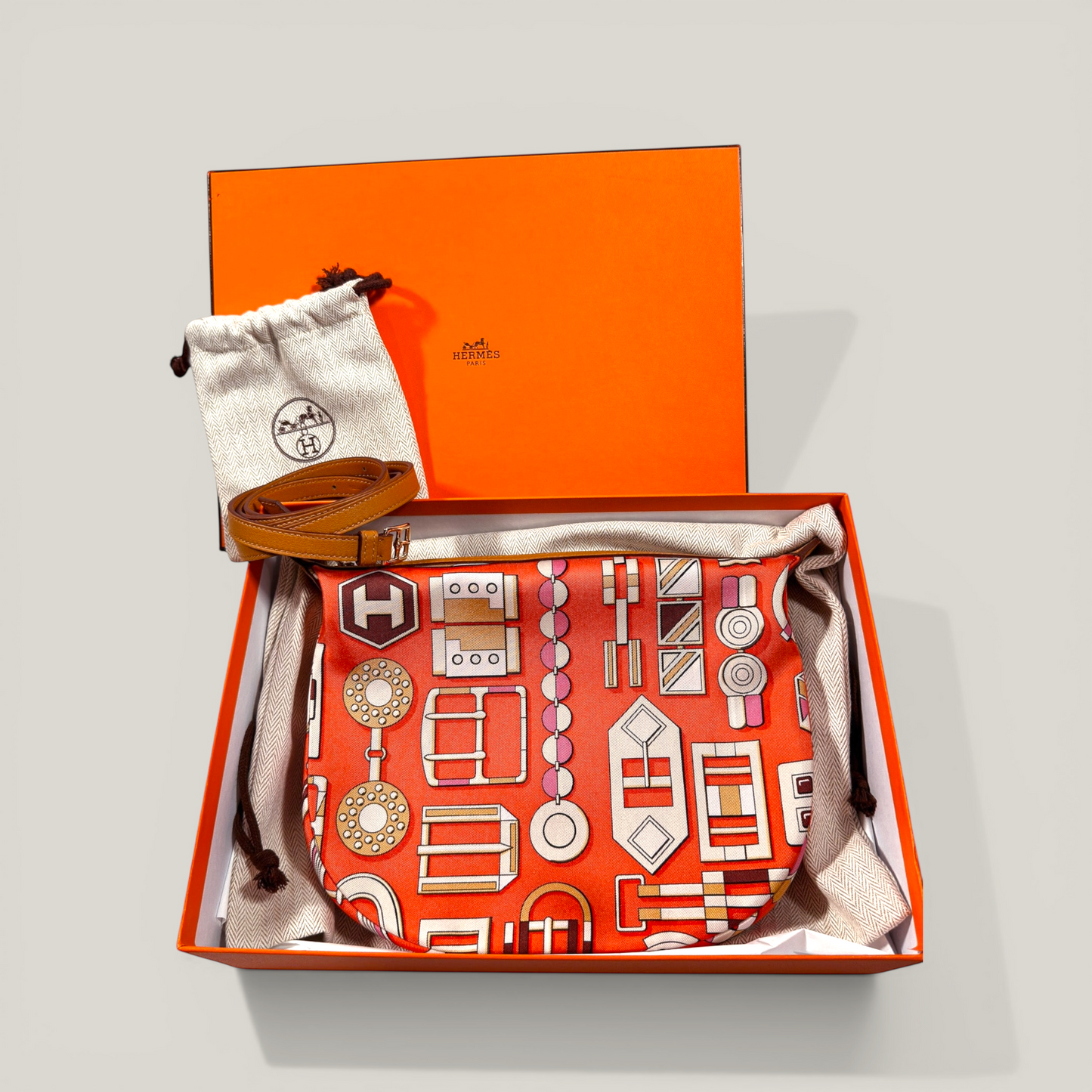 Hermès Sursoie To Go Pouch | Orange Poppy Naturel Sable Sésame | Brand New