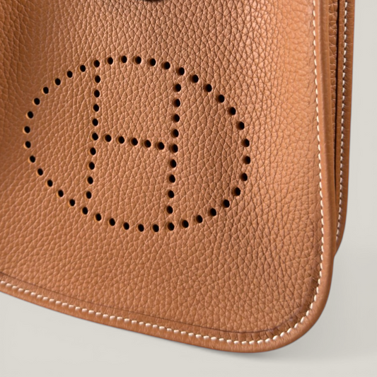 Hermès Mini Evelyne TPM | Gold Clemence Leather with Gold Hardware